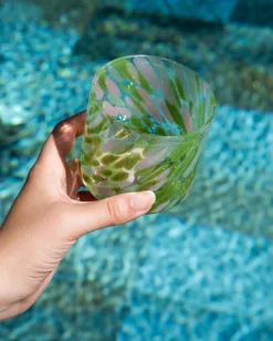 Motel a Miio Kleine Gläser^Joia - Glass Small Drops Green Pink