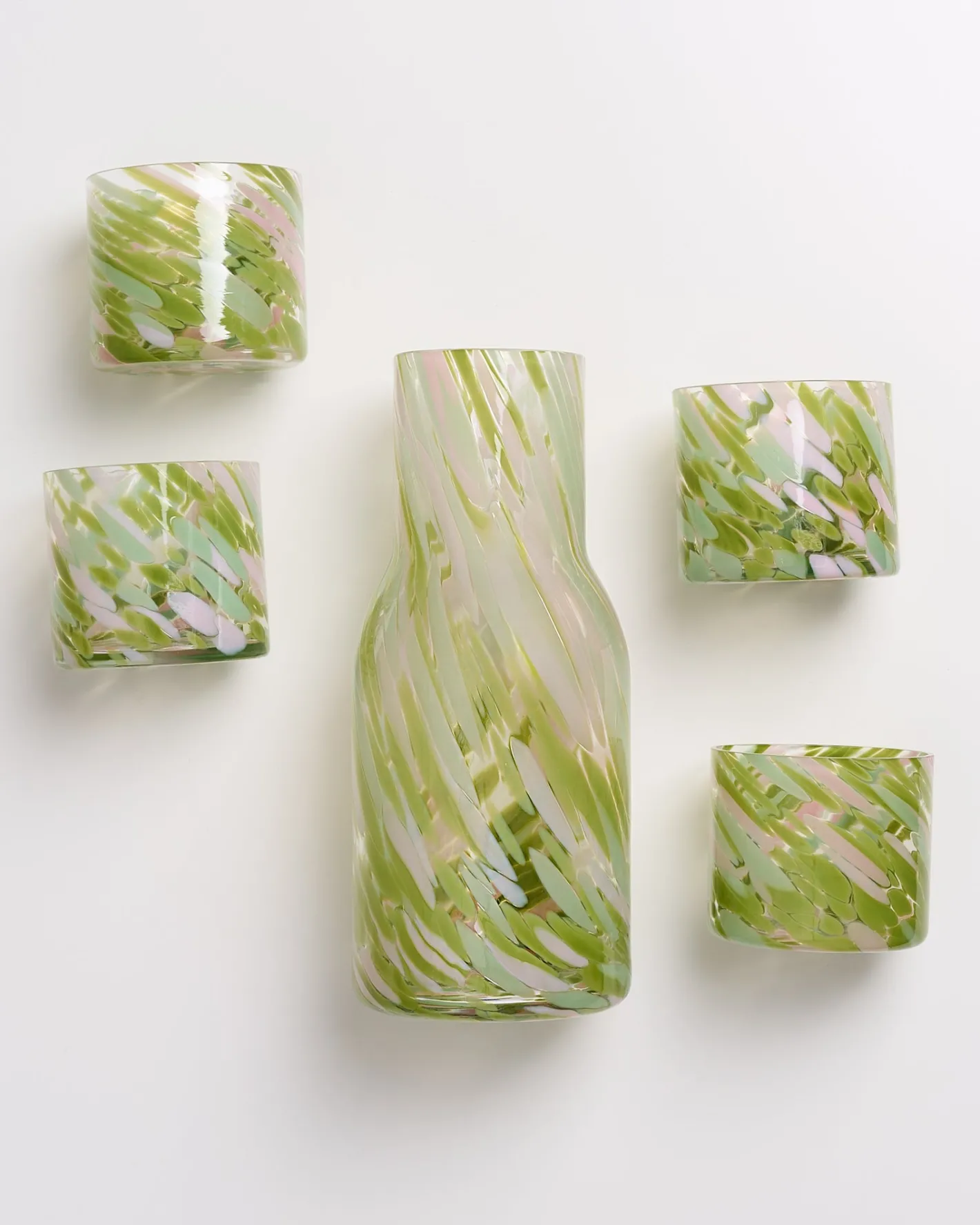 Motel a Miio Glaskaraffen^Joia Drops - Set Of 5 Pieces Small Green Pink