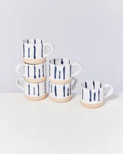 Motel a Miio Tassen-Sets^Nódoa - Set Of 6 Mugs White Blue