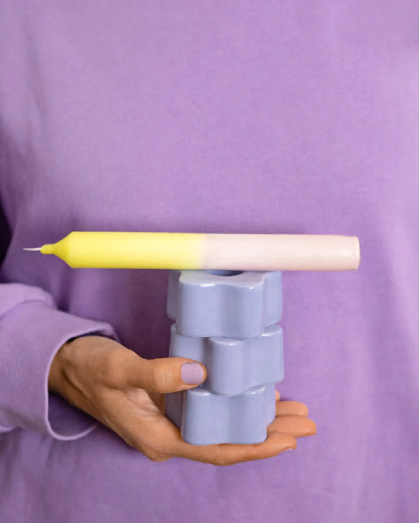 Motel a Miio Kerzen Und Kerzenständer^Seia - Set Of 2 Stick Candles Dip Dye Pink Lime